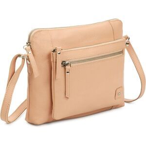 Women Nude Imported Leather Polyester Small Soft Pebbled Crossbody Shoulder Bag